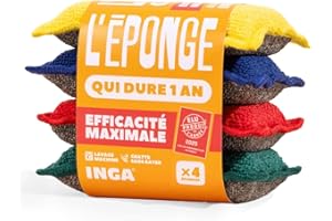INGA - 4 X Eponges Réutilisables Lavables - Très Efficaces, Ne Rayent Pas - Fabriqué en Europe - Éponge Lavable Qui Dure 1 an…