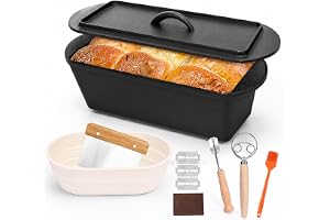 GFTIME Gjutjärnsgryta 36 cm brödbakning, brödform med lock – robust brödbakform med lock – perfekt brödgryta, brödbakgryta