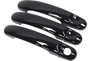 HouYeen 6 fundas para manija de puerta exterior delantera y trasera para T5 T6 Transporter Caddy Vans (negro brillante)