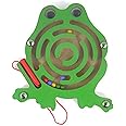HappyToy Animal Mini Wooden Round Magnetic Wand Number Maze Interactive maze Magnet Beads Maze on Board Game City Traffic Eduactional Handcraft Toys (Frog)