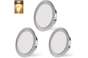 ‎KYOTECH KYOTECH LED Einbaustrahler 230V Dimmbar, 3W 3000K Warmweiß LED Spot Ultra Flach 300LM Bohrloch 55-58mm und 15mm Flache, IP44 Möbeleinbauleuchte Einbauspots für Spiegelschrank, Nickel 3er Set
