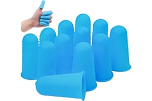 Foyods 12 Stück Fingerschutz,Fingerlinge 3 Größe Fingerkuppenschutz,Silikon Fingerspitzen,Silikon-Fingerspitzen-Schutzkappen,Abdeckung für Heißkleber,für Heißkleber,Stickerei,Häkel-Fingerschutz(Blau)