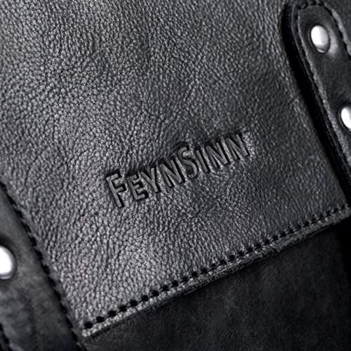FEYNSINN Rucksack dünn PHOENIX – Lederrucksack fit für 14″, iPad – Backpack im Vintage-Look – echt Leder schwarz - 3