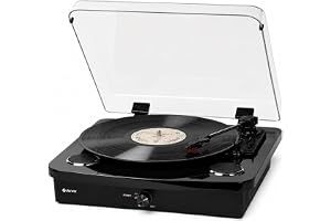 Denver Electronics skivspelare 111201100260 | Skivspelare med Bluetooth-utgång, inbyggda högtalare, 33½/45/78 RPM, USB/SD MP3-uppspelning och inspelning, phono-utgång