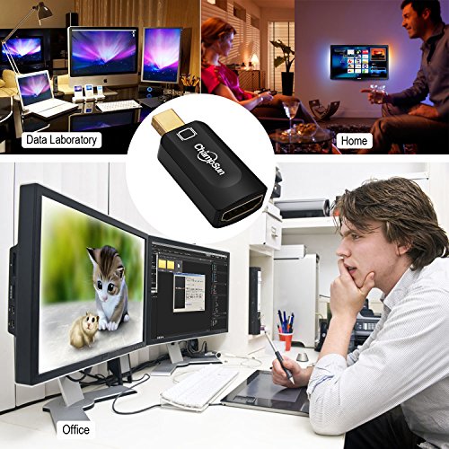 1080P Mini DP zu HDMI Konverter, Mini DisplayPort (Thunderbolt) zu HDMI Adapter für Laptop mit Mini DP Port – Schwarz - 6