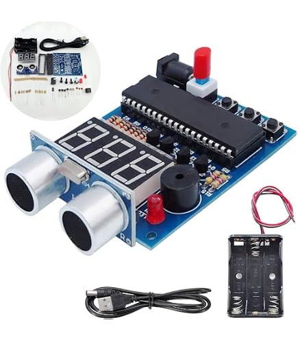 5er-Set HC-SR04 Ultraschallsensor + Anzeigemodul + Halterung + Kabel – 3,3–5V, Reichweite 2–400 Cm, Für Arduino & Distanzmessung