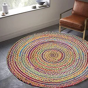 sealion Handwoven Natural Braider Reversible Carpets Jute mats | Cotton Jute Carpets for Bedroom and Balcony | Floor Covering Square Carpets for Living Room (2x2 feet Small)