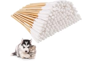 Chutoral 200 Pcs Pet Dog Ear Cleaner Cotton Buds 6 Inch Large Cotton Buds Animal Ear Cleaning Cotton Swab Sticks Wax Remover Itchy Ear Relief for Dogs Ear Wax Infection Removal