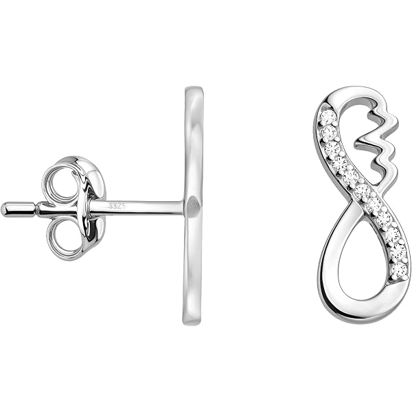Orecchini A Perno Donna Mini Cuore Infinito In Argento 925 Con Zirconi - Lucidi, Regalo Di Natale O Compleanno Per Ragazza - 3
