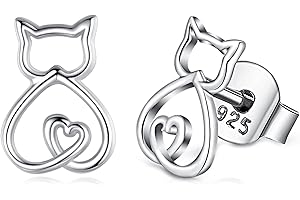 EUDORA Harmony Ball Hermoso Pendientes de Animal para Mujer Niña Plata de Ley 925, Pendientes Estrella de David lindos Pendientes de Gato Perro Serpiente, Regalo Divertido para Mujer Hermanas Hija