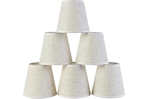 Euyaita 6 Piezas Pantallas para Lámparas de Mesa Pantallas de Clip para Pantalla de Candelabro Pantalla de Tela de Lino para Lámpara Pared Pantalla Pequeña de Repuesto