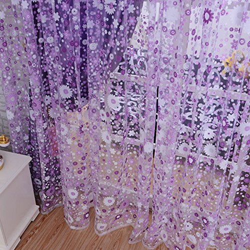 1M*2M Floral Pattern Offset Blinds Window Screen Ready Made Curtains Homeware & Furniture (Purple)