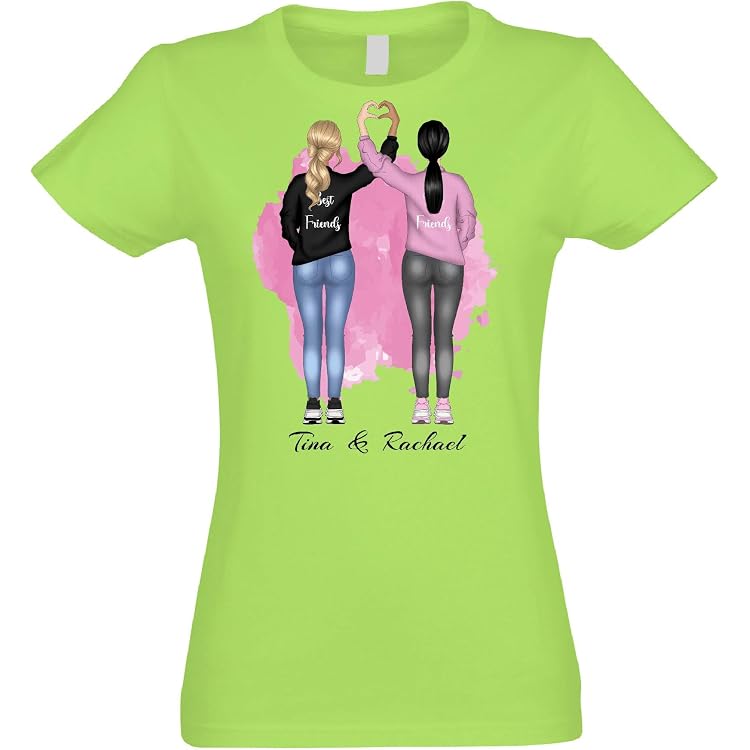 Personalisiertes T-Shirt Für 3 Freundinnen – Mit Namen, 100% Baumwolle, Rundhals, Halbarm