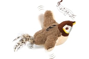 Nepfaivy Jouet Chat Interactif Oiseau - électrique Jouet pour Chat Automatique avec Herbe à Chat, Jouets Interieur Rechargeable pour Chats activé par Le Toucher
