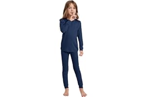 woolcano Thermounterwäsche Kinder Unisex, 100 % Merinowolle Set für Jungen & Mädchen, Skiunterwäsche Winter, Warm & Bequem
