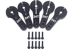 5Pack Share Goo Aluminum 24T Servo Horn M3 Threads Motors Steering Arm Compatible with Hitec Servo Motor RC Car Truck Buggy Airplane (Black)
