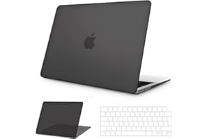 NPUOLS Funda para 2023-2021 MacBook Pro 14 Pulgadas M3 A2918 A2992 / M2 A2779 / M1 A2442, Mate Plástico Dura Carcasa Funda Protectora Fina Resistente + Cubierta de Teclado TPU EU, Negro