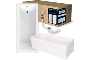 'aquaSu® Badewanne Komplettset 170x75 cm Luxus | 3in1 Acryl-Badewanne mit Wannenträger & Ablaufgarnitur | Rechteck-Badewanne | 220 l | Körperform-Wanne | Schall- & wärmedämmend | weiß | 83038 6