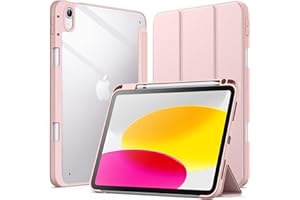 JETech Etui dla iPad (A16) 11./10.Generacja (2025/2022) z Pencil Uchwyt, Wyczyść Przezroczysty Tył Obudowa Slim Podstawkę Odporna na Wstrząsy Obudowa Tabletu Case (Piaskowy Róż)