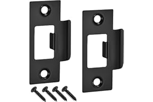 LIUQOBN 2Pcs Door Strike Plate, Black, 70mm X 40.3mm, Heavy Duty Protection, Anti-Theft, Lock, Door Latch Plate