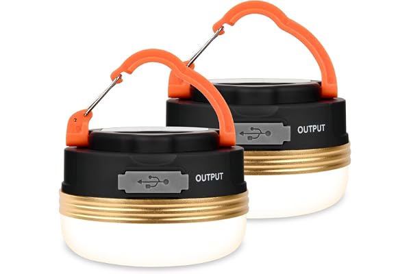 Flintronic Lampes de Camping LED USB Rechargeables, Lumière Tente avec Base Magnétique Tente D'extérieur Portable SOS Light 4 Modes avec Crochet IP43 Étanche pour Randonnée,Pêche,Urgence (2PCS)