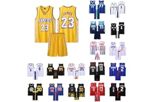 ABRTJCL 2 Pièces Maillot Basket Sans Manches + Pantalon Court Enfant/Adulte 2024