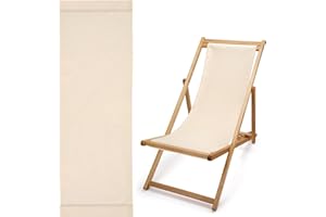 LA CORDELINE Toile de Transat 125x43 cm, Tissus de Rechange pour Chilienne Coton épais Premium Coloris Beige Ecru