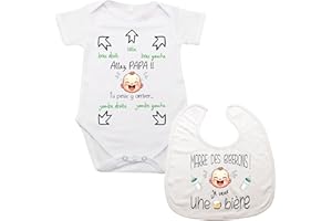 maroma [14] Bavoir Marre des Biberons et Body /6 Mois/Tu Peux y Arriver Bébé/Body Futur Papa Cadeau Original Humour