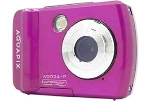 EASYPIX Aquapix W2024 'Splash' Unterwasserkamera, Wasserfest bis 3m, 2.4" Display, Auflösung bis 16 MP, 8X Digital-Zoom, 5MP Sensor, Pink