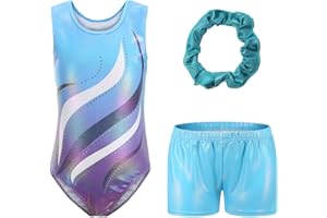 Kiscorpse Gymnastics Leotards for Girls with Gymnastics Shorts & Hairband Set Long Sleeve/Sleeveless Leotard Dancing Ballet Gymnastics Athletic for Girl