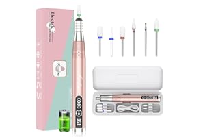 Kredioo Professional Cordless Electric Nail Files, Rechargeable 35000RPM Portable Nail Drill Machine Compact E File Kit for Acrylic Gel Nails Salon Manicure Pedicure with LED Display