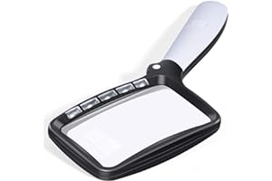 Kaome Klappbar Leselupe Groß 5 LED Lupe mit Licht 2-Fach Handlupe 2 Modi Dimmbar Vergrößerungsglas für Senioren Lesen Inspektion Hobby Handwerk Uhrmacher Münzen Briefmarken Antiquitäten Schmuck