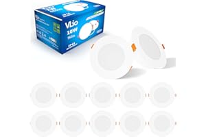 Vlio 10W LED Downlights for Ceiling, 6000K Cool White, 110mm-125mm Hole Size, 960LM, Ultra Slim LED Recessed Ceiling Lights IP44 Round Spotlights for Bathroom Kitchen Living Room, 10 Pack