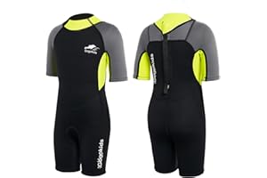 Gogokids Traje de Buceo 2.5MM Manga Corta -Traje de Neopreno con Cremallera Trasera Adecuado para Natación Niños Niñas 2-11 Años