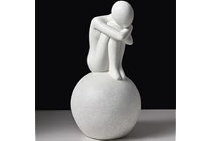KILCVEM Soprammobili Moderni Design - Statuette Figura Decorative Casa Moderne - Arredo Casa Oggetti - Scultura in Resina Arte Astratta Creativa Ornamento per Soggiorno Ufficio, Silenzio Bianco