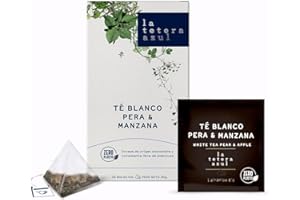 LATETERAZUL LA TETERA AZUL Té Blanco, Pera & Manzana. Exquisito cóctel de té blanco, manzana y pera. 20 Pirámides Envueltas Individualmente.