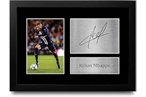 HWC Trading Kylian Mbappe A4 Gerahmte Signiert Gedruckt Autogramme Bild Druck-Fotoanzeige Geschenk Für Paris Saint-Germain Psg Fußball Fans