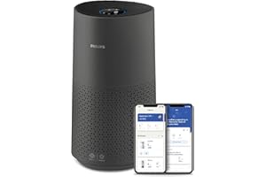 Philips Domestic Appliances Purificateur d'air série 1000i - élimine les germes, la poussière et les allergènes dans les pièces jusqu'à 78 m², mode veille (AC1715/11) Gris et noir