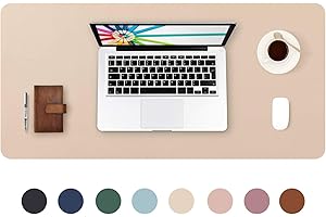 DOBAOJIA Alfombrilla de Ratón Extendida Mousepad Tapete de Escritura Estera Oficina Alfombrilla de Escritorio Protector Escritorio, Cuero PU Impermeable + Gamuza Antideslizante (80 x 40 cm Beige)