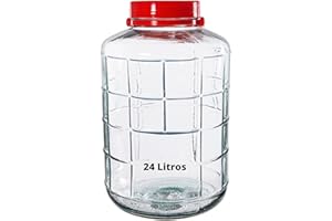 AWIKU Bote de Cristal de 24 Litros - Garrafa Grande de Vidrio de 24 Litros - Bote de Cristal Grande para Alimentos Humedos y Secos, Encurtidos, Artículos... - Bidón de Vidrio Resistente - Sin Asa