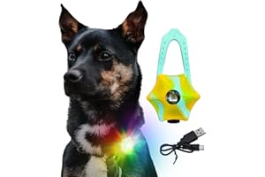 LaRoo Dog LED Light 3 Modes,Silicon Waterproof Flashing Light Up Pendant Clip on Dog Collar Charms,Safety Blinker Light for Night Walking Outdoor Sport