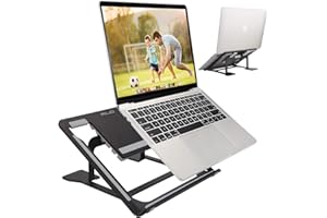 ELZO Support de Ordinateur Portable, Support D'ordinateur Portable Ventilé en Aluminium Pliant Réglable Ergonomique Stand de Bureau Pliable pour MacBook Air Pro/PC/iPad/Notebook/Tablette