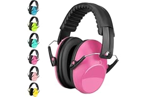 BraveKoi Children's Ear Protection, Ear Muffs, Children's Noise Protection, Headphones, Easily Adjustable, Foldable, for Autism, ADHD, Fireworks, Concert Noise Cancelling Headphones, Dark pink