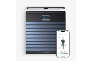WITHINGS Body Scan - Bilancia WiFi in rete per migliorare la salute, bilance BIA, analisi della composizione corporea, grasso corporeo, massa muscolare, percentuale d'acqua, elettrocardiogramma, nero
