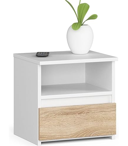 AKORD | Commode set 2 laden sideboard multifunctionele kast | bureau | hoektafel | hoekbureau voor thuiskantoor | eenvoudige montage | 40 x 40 x 35 | Artisan eiken & wit front