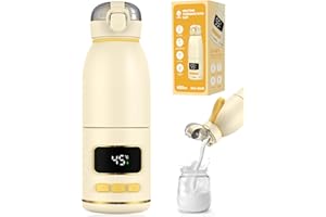 eSynic Calentador de Biberones Portátil para Viaje con Batería de Larga Duración Calienta Biberones para Leche Materna y Agua Rápido Control de Temperatura Acero Inoxidable Capacidad 450ml para Bebé