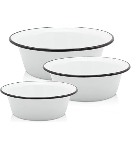 Argon Tableware Emaille-Schüsseln - 6er-Set, Weiß, 22,5 Cm, Perfekt Für Camping & Rustikalen Tisch
