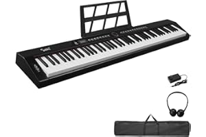 Bonnlo Piano Numérique 88 Touches, Clavier Semi-Lesteé avec Double Bluetooth, Casque, Support, pour les Amateurs de Musique et les Débutants (Noir, Piano)