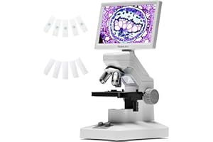 TOMLOV DM301 Max Microscope Biologique pour Adultes Enfants: 7" HDMI Microscope Numérique avec Échelle de Mesure Intégrée, 3 Lentilles, Platine Mécanique, Double LED, Compatible avec Téléphone, PC&TV
