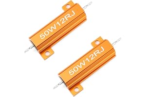 Chanzon 2 piezas Resistencia de carga Resistor de carcasa de aluminio bobinado 12 Ω ohm 50W ±5% Tolerancia 12R Certificado Rohs
